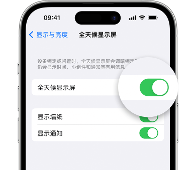 铁门关苹果15预约维修分享iPhone15如何设置全天候显示屏幕可见 