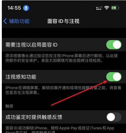 铁门关苹果14维修网点分享iPhone14注视感知功能有什么用 